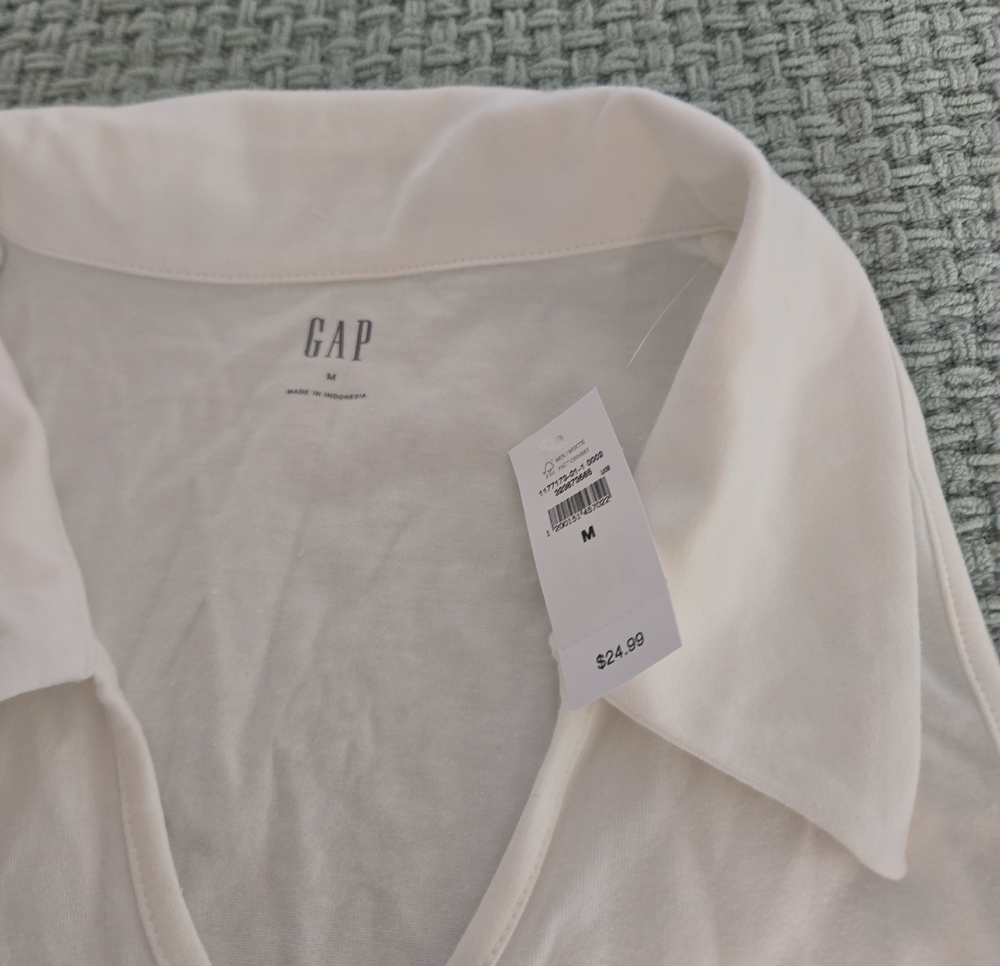 GAP Factory White Collared Ribbed Cotton Tank Top - Picture 4 of 5